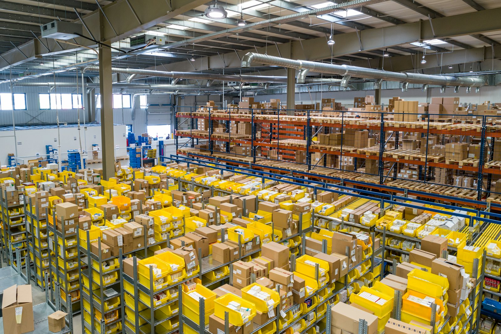 Warehouse aisles prepared for international distribution